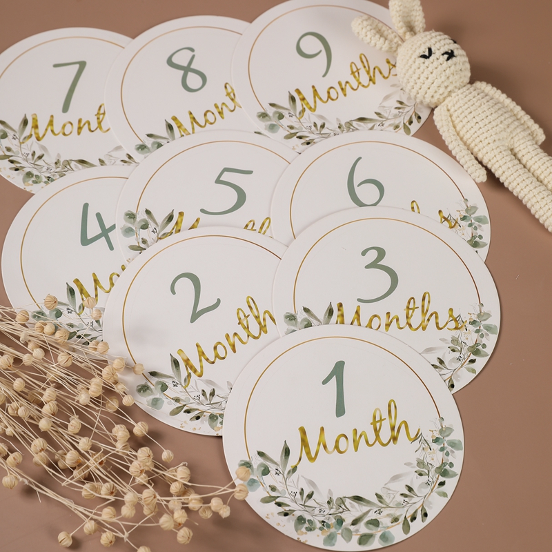 Photography Paper - Newborn Photography Paper Leaf Milestone Spanish