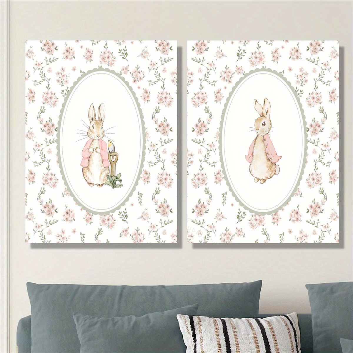 Photography Design - 2pcs Retro Easter Rabbit Canvas Print