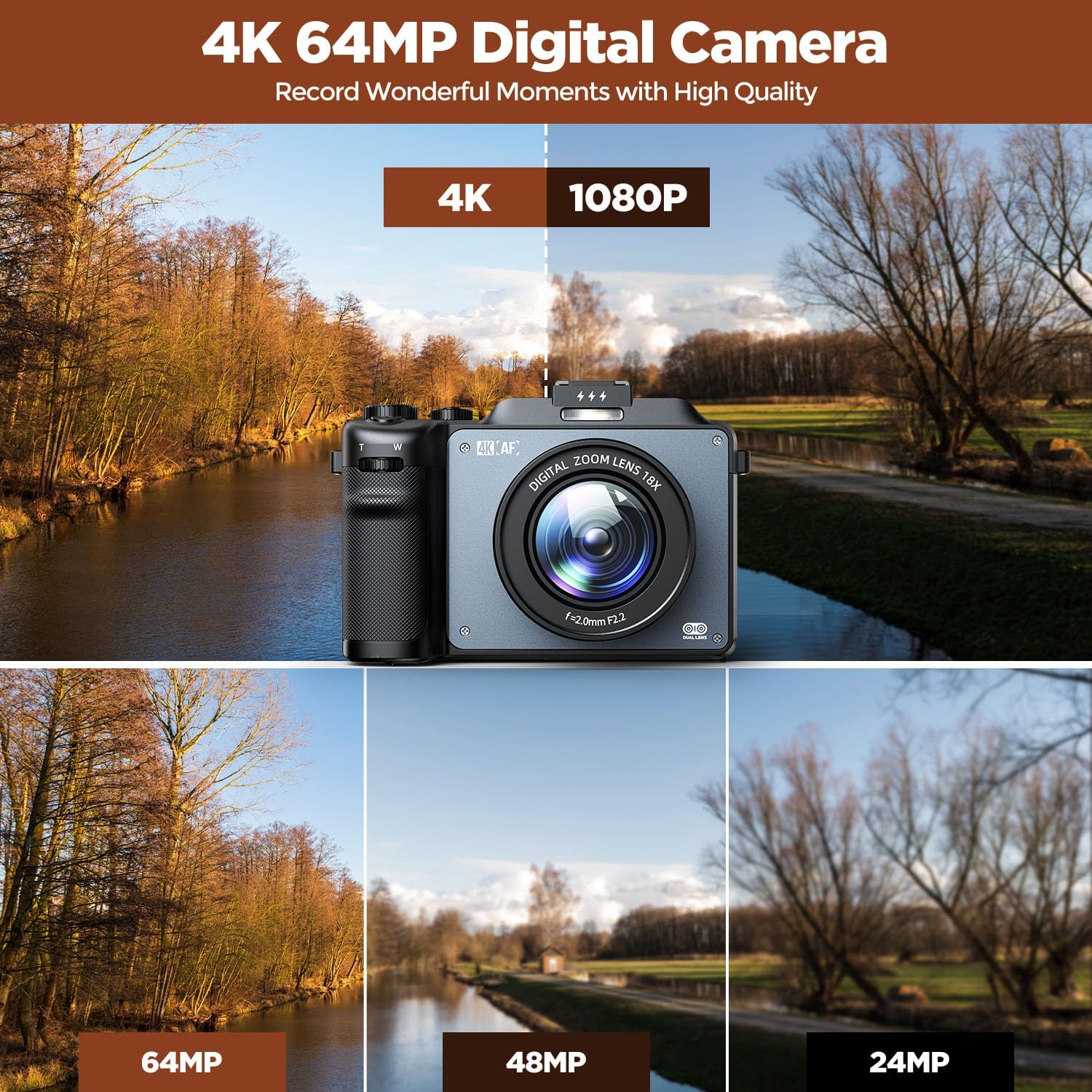 64MP Autofocus 4K Vlogging Cam - Photography Of Memories ulasan dan harga