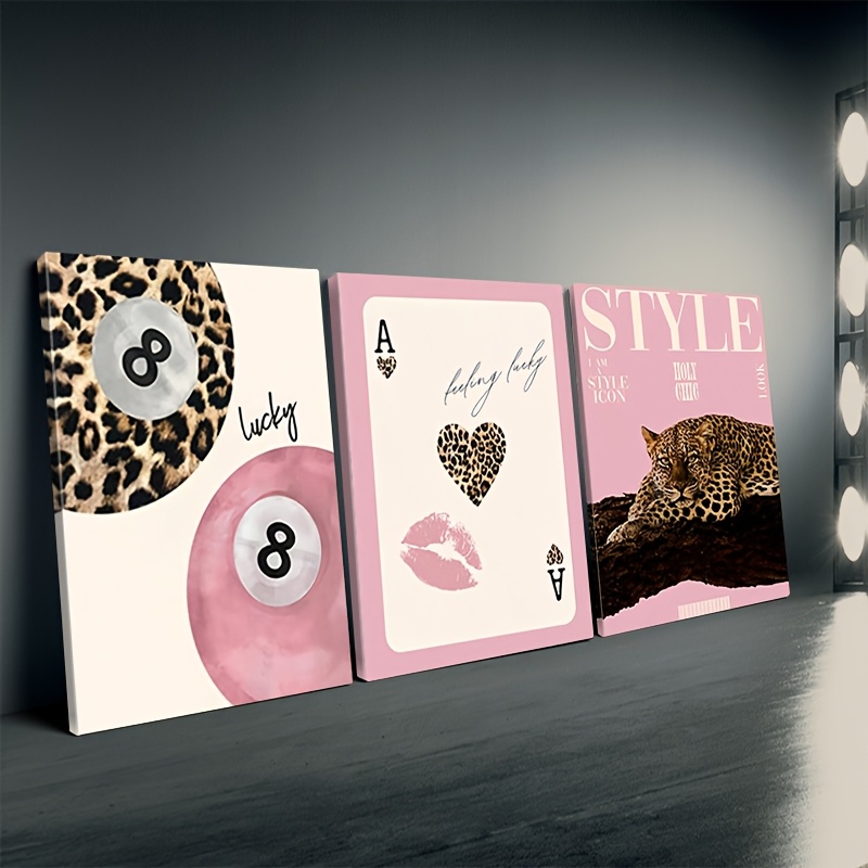 3pcs Leopard Cheetah Canvas Wa - Photography Design ulasan dan harga