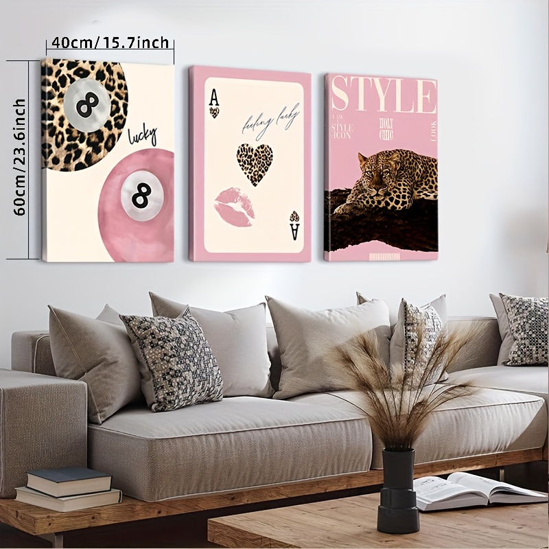 3pcs Leopard Cheetah Canvas Wa - Photography Design ulasan dan harga