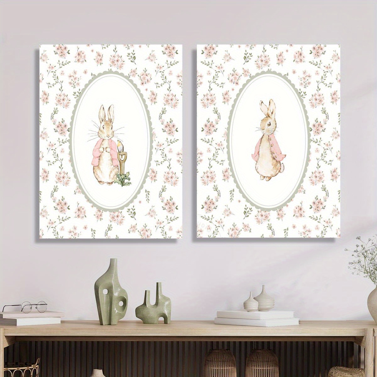 2pcs Retro Easter Rabbit Canva - Photography Design ulasan dan harga