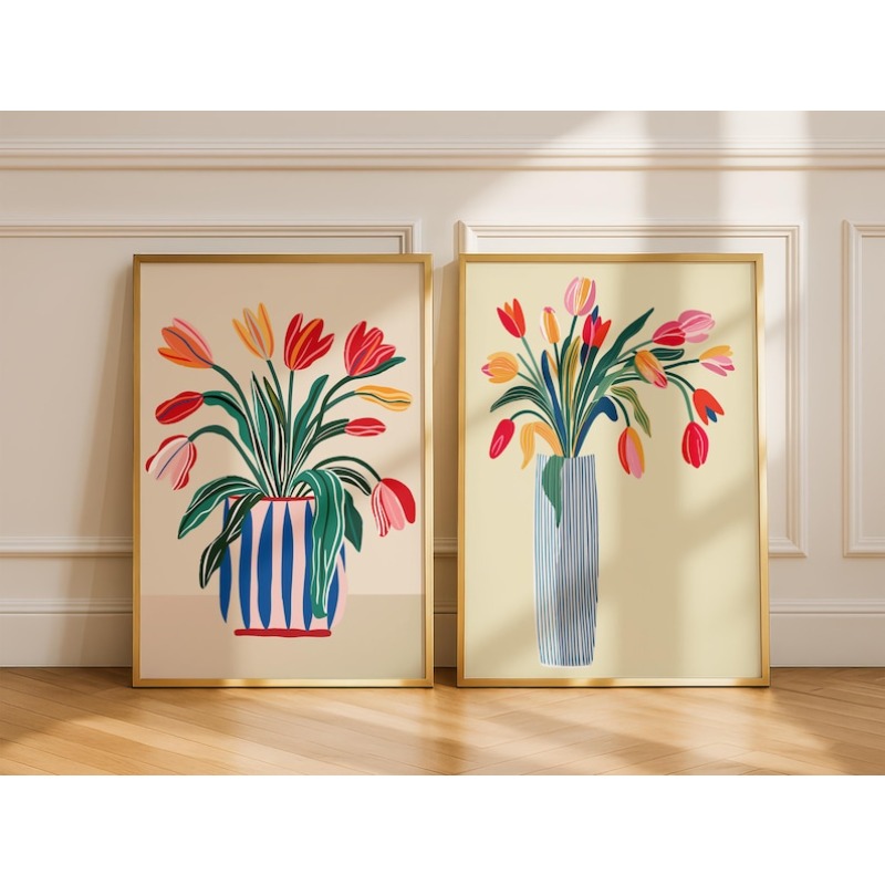 2pcs Tulip Flowers Canvas Wall - Photography Design ulasan dan harga