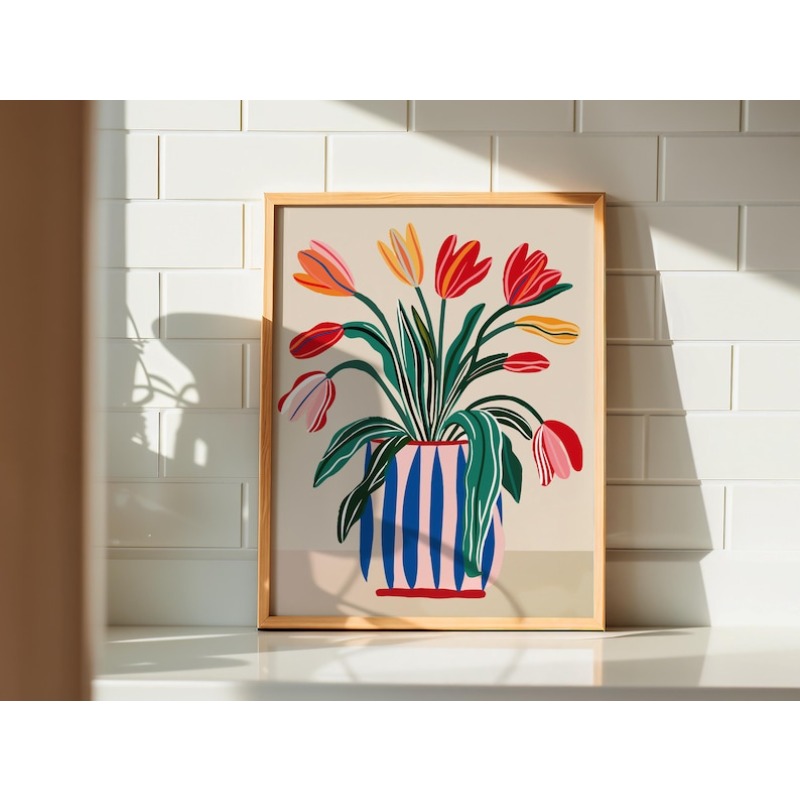 2pcs Tulip Flowers Canvas Wall - Photography Design ulasan dan harga